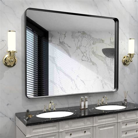 black metal rectangle mirror|matte black rectangular bathroom mirror.